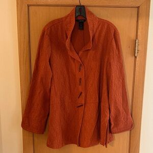 Ali miles Women’s Textured Blazer Jacket Toggle Burnt Orange Size Large